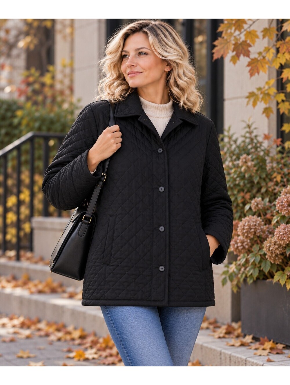 Utex Design Black Quilted Jacket – Classic Fall Style M